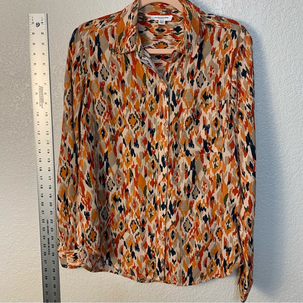 beachlunchlounge Orange and Black southwestern pattern 
Casual Button Down Shirt